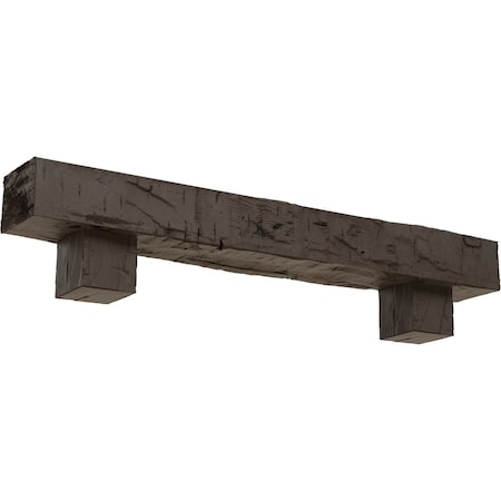 Kit W/ Alamo Corbels, NaturaL Honey Dew, 6H X 10D X 36W Hand Hewn Faux Wood Fireplace ManteL